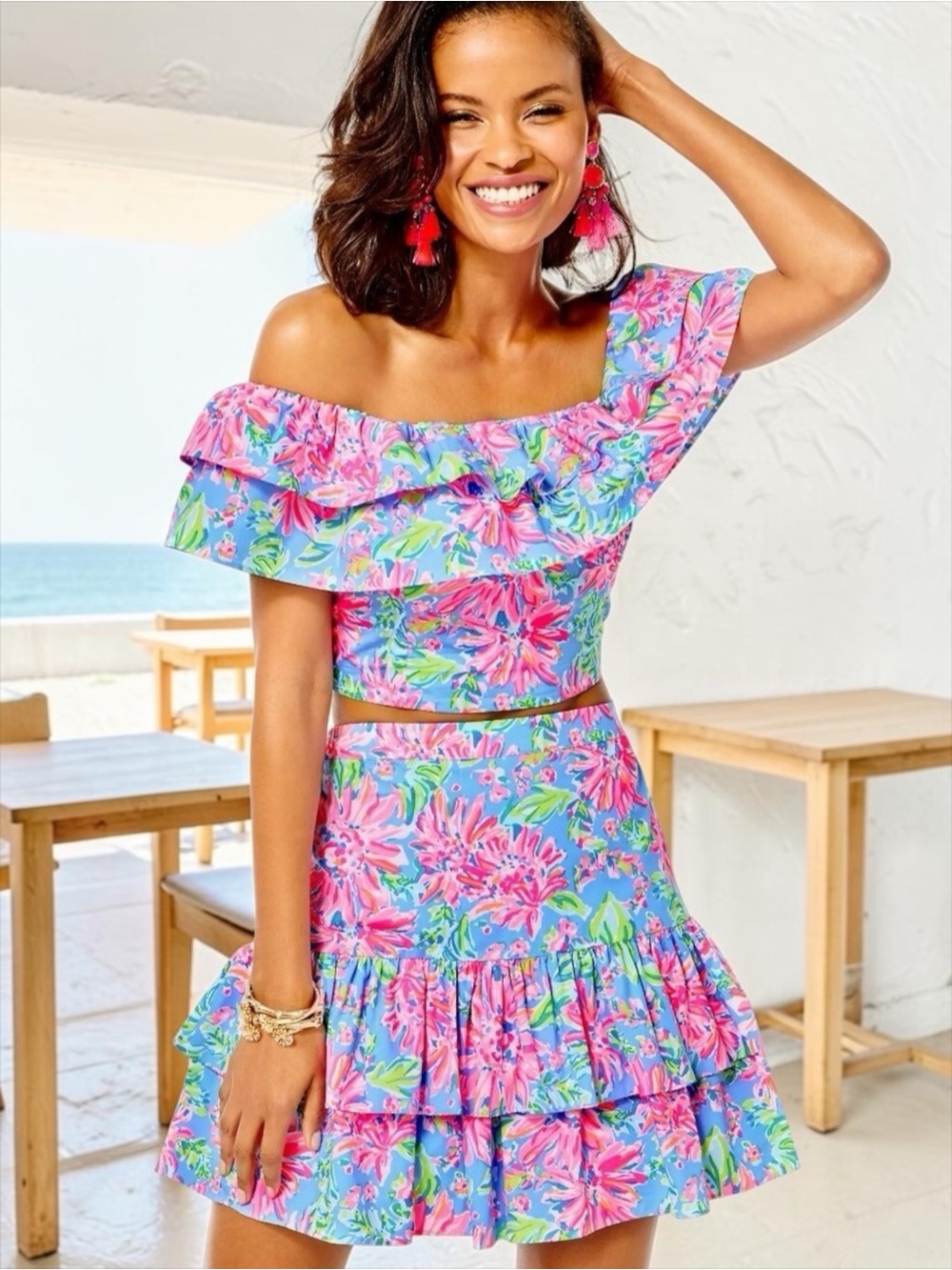 Lilly Pulitzer Maylie Set 6 NWT Sunrise Bay Off Shoulder Crop Top & Skirt $228